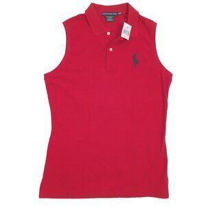 NEW Polo Ralph Lauren Sleeveless Polo Shirt!  Medium  Red  Navy Big Polo Player